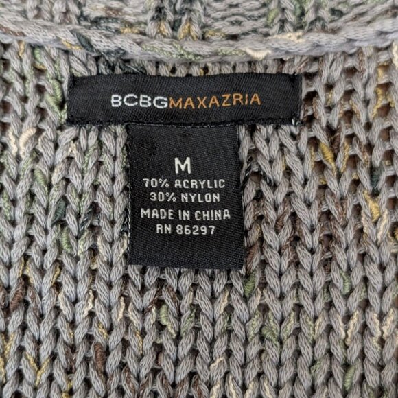 BCBG Maxazria Women's Med 2-Big Floral Button Green Loose Knit Cardigan Acrylic - Picture 10 of 16